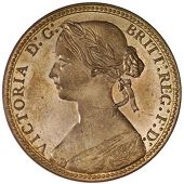Victoria (1837-1901), 1860, dies Cb, similar, rev. crosses in shield in three incuse lines, lcw below, 9.71g/12h...