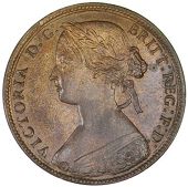 Victoria (1837-1901), 1860 mule, dies Db, toothed border, lc wyon on truncation, wreath of 15 leaves, lock of hair...