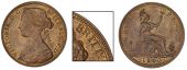 Victoria (1837-1901), 1860, dies Dd, similar, but b in britt and f d double-entered, 9.55g/12h (Gouby J; Satin 10; F...