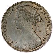 Victoria (1837-1901), 1861, dies Hd, no signature, centre veins of leaves are two incuse lines, b of britt clear of...