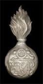 Essex Volunteer Artillery, a very scarce other ranks die-stamped white metal busby grenade, the ball bearing a...