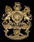 Forfar & Kincardine Militia Artillery, a fine and rare officer’s copper gilt helmet plate c1889-1900, QVC Royal...