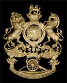 North Irish Division Militia Artillery, a rare officer’s copper gilt helmet plate 1882-89, QVC Royal Arms, laurel...