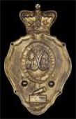 Royal Regiment of Artillery, a fine and very rare officer’s die-stamped copper gilt shako plate 1812-16, crowned...