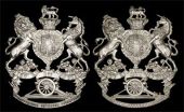 1st Monmouthshire Artillery Volunteers, a scarce other ranks white metal QVC helmet plate 1878-1901, Royal Arms with...