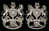 Orkney Artillery Volunteers, a fine and rare other ranks white metal QVC helmet plate 1878-1901, Royal Arms with...