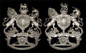 Cardigan Royal Garrison Artillery Volunteers, a fine and rare other ranks white metal KC helmet plate 1901-08 only,...