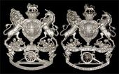 1st Cornwall Artillery Volunteers, a scarce other ranks white metal QVC helmet plate 1878-1901, Royal Arms with...