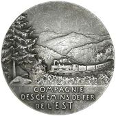 France, Compagnie des Chemins de Fer de l’Est, c. 1910, a silver medal by F.-C.-V. de Vernon, female allegorical...