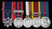 A rare Central Africa 1894 operations I.O.M. group of five awarded to Subadar Bulaka Singh, 26th Baluch Infantry,...