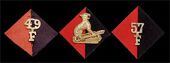 49th Field Bty, 52nd Field Bty (Bengal Rocket Troop), 57th (How) Field Bty, brass 49/F original backing, brass tiger...
