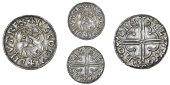 Cnut (1016-1035), Penny, Quatrefoil type, Lincoln, Ælfnoth, ælfnod m’o linc, late style, reads anglorvi,...