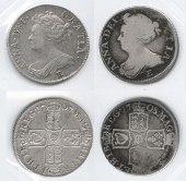 Anne (1702-1714), Shillings (2), 1707e, second bust, 1708e, third bust (ESC 1138, 1150; S 3608, 3612) [2]. First...