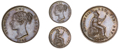 Victoria (1837-1901), Third-Farthing, 1844, large g in reg (Cooke 1636; BMC 1606; S 3952). Virtually as struck,...
