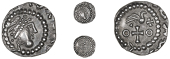 Early Anglo-Saxon Period, Primary series BII, Sceatta, diademed head right within serpent beaded circle, rev. bird...