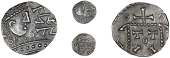 Early Anglo-Saxon Period, Primary series C1, Sceatta, radiate head right, apa in runes in front, annulet either side...