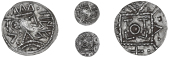 Early Anglo-Saxon Period, Secondary series R1, Sceatta, radiate head right, epa in runes outwards, retrograde, in...