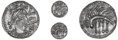 Early Anglo-Saxon Period, Secondary series T, Sceatta, diademed head right, tanvm and cross around, rev....