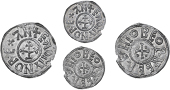 Kings of East Anglia, Eadmund (855-70), Penny, Beornferth, eadmvnd r·ex an around cross of three crosses, rev....