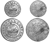 Colonial, Continental Currency, Dollar, 1776, in pewter, e g fecit, 18.76g/2h (Newman 3-D; Breen 1095; Durst 320)....