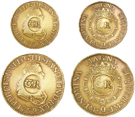 Jamaica, Doubloon (valued at Five Pounds, authorised November 1758), a Peru, Ferdinand VI, 8 Escudos, 1759jm, Lima,...