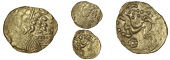 Gallo-Belgic issues, Quarter-Stater, series A [Ambiani], laureate head of Apollo left, rev. horse left, pellets and...
