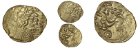 Gallo-Belgic issues, Quarter-Stater, series A [Ambiani], laureate head of Apollo left, rev. horse left, pellets and...
