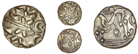 Early Uninscribed issues, Stater, British I [North East Coast type], degraded head of Apollo right, rev. disjointed...