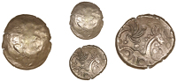 Early Uninscribed issues, Stater, British Mb [Savernake Forest type], blank, rev. horse right, anti-clockwise spiral...