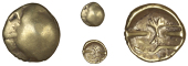 Early Uninscribed issues, Quarter-Stater, British O [Geometric type], trace of pattern, rev. geometric pattern with...
