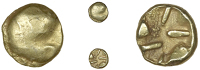 Early Uninscribed issues, Quarter-Stater, British O [Geometric type], almost blank, rev. geometric design, 1.48g...
