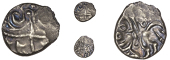 Early Uninscribed issues, Quarter [or fractional]-Stater, British Qc [Remic type], degraded head of Apollo, rev....