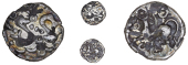 Atrebates and Regni, Uninscribed issues, Plated Unit, ‘Sussex Ducks’ type, two ducks back-to-back, each with a...