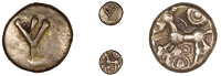 Atrebates and Regni, Commius, Quarter-Stater, digamma, rev. annuleted horse left, pellet-in-ring above and below,...