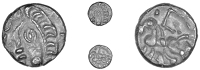 Atrebates and Regni, Commius, Unit, head with ‘ladder’ hair left, rev. horse left, e above, 1.06g/3h (BMC 731-4;...
