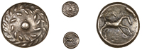 Atrebates and Regni, Tincomarus, Base gold Quarter-Stater, wreath, pellet in centre, rev. horse right, t above,...