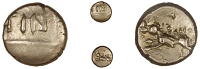 Atrebates and Regni, Tincomarus, Quarter-Stater, tin on tablet, rev. boar running left, 1.19g/8h (BMC 827-37; VA...