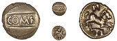 Atrebates and Regni, Tincomarus, Quarter-Stater, com f on tablet, rev. horse right, tin around, 1.20g/3h (BMC...