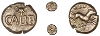 Atrebates and Regni, Eppillus, Quarter-Stater, Calleva [Silchester, Hants], star above and below callev, rev. hound...