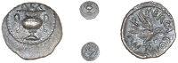 Atrebates and Regni, Verica, Minim, urn, rex above, rev. eagle right, verica commi f around, 0.31g/9h (BMC 1572-8;...
