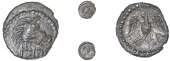 Atrebates and Regni, Verica, Minim, boar’s head right, cf below, rev. eagle, ve around, 0.24g/6h (BMC 1583-6; VA...