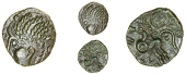 Trinovantes, Addedomaros, Bronze, head left with braided hair, rev. annuleted horse left, 1.56g/5h (BMC 2450ff; VA...