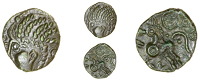 Trinovantes, Addedomaros, Bronze, head left with braided hair, rev. annuleted horse left, 1.56g/5h (BMC 2450ff; VA...