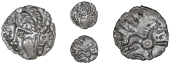 Catuvellauni, Tasciovanus, Unit, head left with braided hair, rev. horse right, bucranium above, 1.30g/11h (BMC...