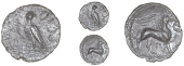 Catuvellauni, Tasciovanus, Unit, eagle standing left, tascio around, rev. griffin right, pellet-in-annulet in front,...