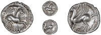 Catuvellauni, Tasciovanus, Unit, griffin right within circle of pellets, rev. winged horse left, 1.19g/10h (BMC...