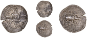 Catuvellauni, Tasciovanus, Unit, Verulamium [St Albans, Herts], star in lozenge at centre of crossed wreaths, verl...