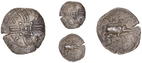 Catuvellauni, Tasciovanus, Unit, Verulamium [St Albans, Herts], star in lozenge at centre of crossed wreaths, verl...