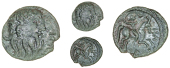 Catuvellauni, Rues, Bronze, bearded head right, [r]vii, rev. horseman right, vei in front, 2.16g/2h (BMC 1698ff; VA...