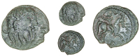 Catuvellauni, Rues, Bronze, bearded head right, [r]vii, rev. horseman right, vei in front, 2.16g/2h (BMC 1698ff; VA...